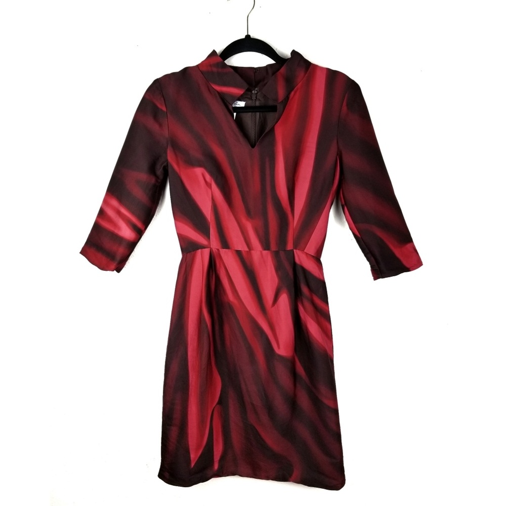 Oscar De La Renta Merlot Red Mikado Silk Dress